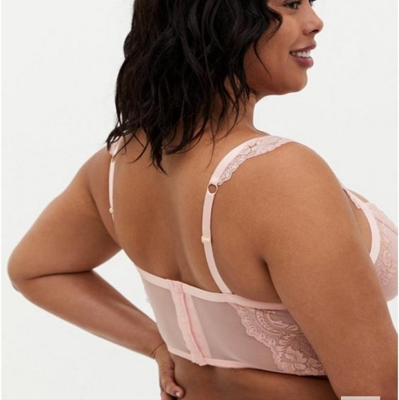 Torrid Pink Bridgerton Vibes Strappy Lurex Lace Underwire Bra - Picture 3 of 12